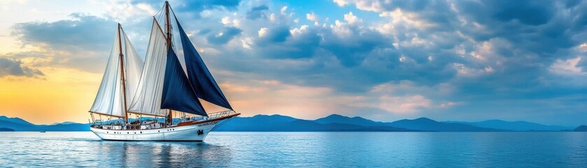 Poster - Sailing yacht on the sea