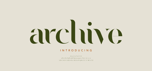 Aufkleber - elegant alphabet logo font and number. classic modern serif lettering minimal fashion. typography de