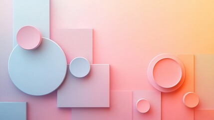 Leinwandbilder - Abstract geometric shapes in soft colors digital art modern design minimalist environment
