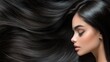 © elimicel - Stunning Profile of a Woman with Luxurious, Long Black Hair