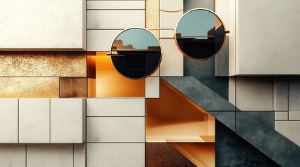 Poster - Modern architectural design featuring geometric elements and reflective surfaces