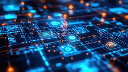 Poster - Digital Network, A Futuristic Abstract of Technology and Data