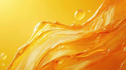Poster - Golden liquid splash abstract close-up photography of fluid motion in bright surroundings