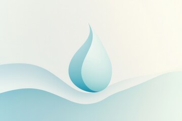 Fototapete - Minimalist milk drop logo design featuring soft blue and white tones with smooth curves for modern dairy branding