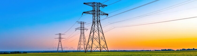 Poster - View of illuminated power station during dusk