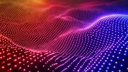 Poster - Abstract Colorful Digital Landscape, Neon Waves of Light and Data