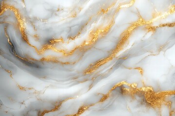 Poster - Classic marble pattern featuring elegant white and gold tones creating a luxurious feel