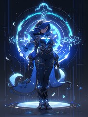 mystical figure with glowing portal