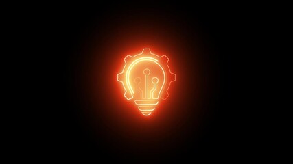 Wall Mural - Modernization icon animation by cyan color neon on black background.