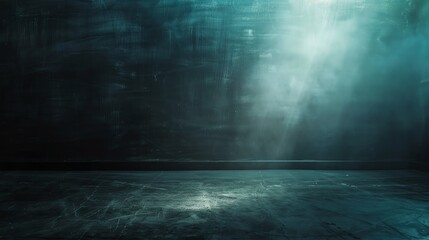 Wall Mural - a moody, dark blue background with a single spotlight illuminating the floor.
