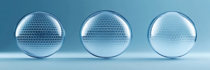 Poster - Graphic layouts for advertisements focused on glass designs showcasing hexagonal patterns