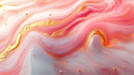 Poster - Pink and gold liquid marble texture creating stunning visuals