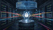 © Faraz-9461894 - A futuristic scene of a quantum computer emitting a digital security field, ensuring ultra-secure data encryption for the future of business.