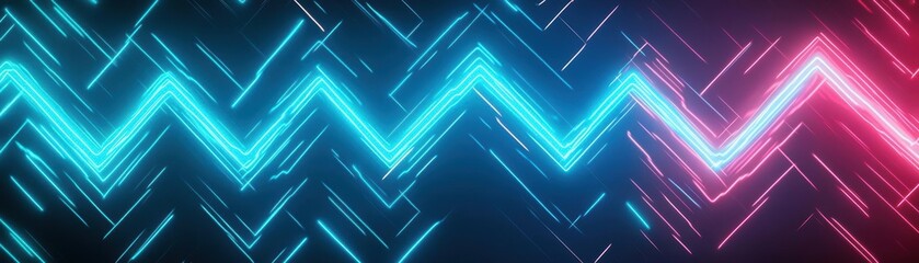 Poster - Vibrant Neon Background Featuring Bold Zigzag Pattern Creating an Energetic and Modern Aesthetic Ideal for Digital Art and Design Projects
