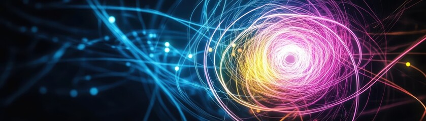 Poster - Vibrant Colorful Light Swirls Dancing in Dark Space Creating an Ethereal and Dreamlike Atmosphere Perfect for Abstract Art and Creative Inspiration