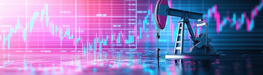 Poster - a close-up view of a computer monitor displaying a dynamic stock chart with vibrant colors and trend