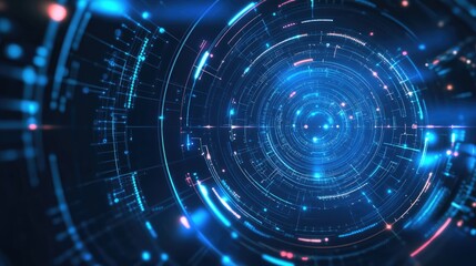 Fototapete - Abstract Digital Tunnel, A Futuristic Tech Vision