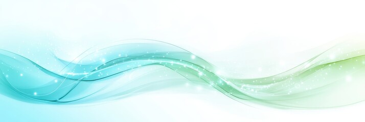 Poster - jade and cerulean blue abstract light wave with glitter elements, modern design background
