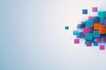 Poster - Vibrant Colorful Abstract Background Featuring Intersecting Squares and Dots Creating a Dynamic and Engaging Visual Experience for Artistic Expression