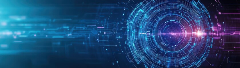 Poster - Futuristic Background Featuring Vibrant Blue and Pink Light Creating an Electric and Dreamlike Atmosphere in a Modern Technological Environment