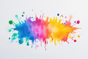 Poster - Vibrant Watercolor Paint Splatters on Crisp White Paper Creating an Artistic Expression of Color and Creativity Capturing the Essence of Imagination