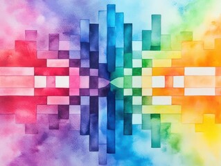 Poster - Vibrant Abstract Watercolor Painting in Vivid Hues Blending Beautifully to Create a Dreamy and Artistic Atmosphere Full of Creative Expression and Emotion