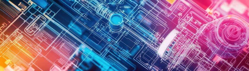 Poster - Intricate Abstract Technology Background Featuring Dynamic Digital Lines and Vivid Patterns Creating a Futuristic Atmosphere of Innovation and Connectivity
