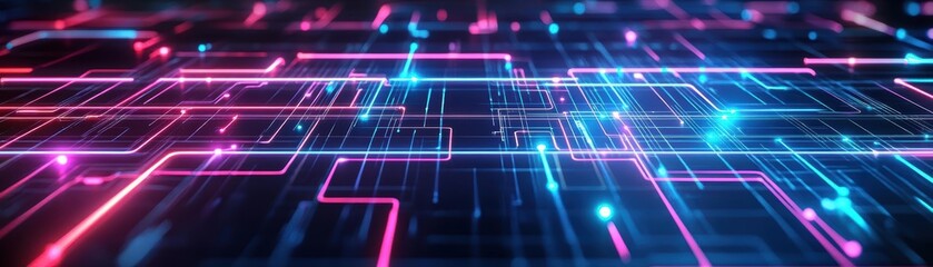 Poster - Abstract Technology Background Featuring Glowing Lines and Dots Creating a Dynamic and Futuristic Visual Composition with a Sense of Innovation