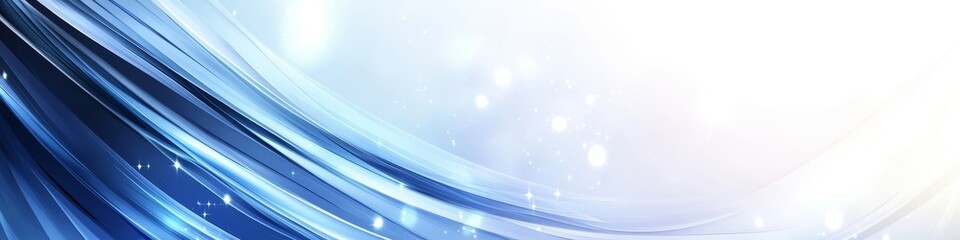 Poster - elegant abstract background light blue curved lines flowing gracefully with a soft white glow