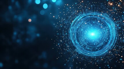 Poster - Abstract Composition Featuring Circular Shapes in Blue and Black Background with Smaller Circles Creating a Modern and Dynamic Visual Experience