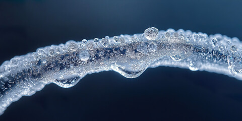 Wall Mural - 

Frost-Covered Grass Blade with Intricate Ice Patterns in Winter