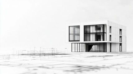 Poster - Dramatic Black and White Architectural Photograph of a Historic Building Showcasing Intricate Details and Timeless Elegance in Urban Environment