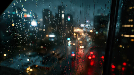 Wall Mural - 

Raindrops on a Window with Gentle Bokeh Effect