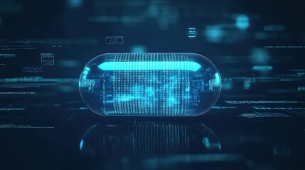 Poster - Futuristic Vehicle with Radiant Blue Illumination Gliding Through a Dynamic Urban Landscape at Night Emitting an Air of Innovation and Adventure