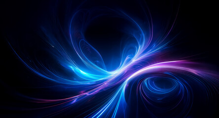 Poster - Abstract background featuring dynamic swirling lines of vibrant blue and purple hues against a dark backdrop, creating a sense of energy and flow.