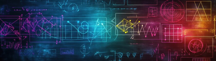 Poster - Vibrant Colorful Background Featuring Diverse Geometric Shapes in Dynamic Arrangement Creating a Playful and Energetic Visual Experience for All
