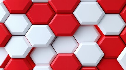 Poster - 3D render of an abstract background with red and white hexagons