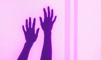 Poster - Exploring Emotional Expressions Through Silhouetted Hands Against a Vibrant Purple Background