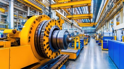 Fototapete - A factory filled with machinery and machines used for the production of heavy equipment