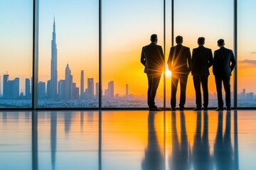Poster - A Group executive meeting at sunset