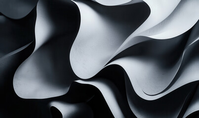 Poster - Exploring Dynamic Monochrome Shapes: A Captivating Play of Light and Texture in Modern Graphic Design