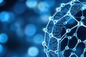 Poster - Abstract background of binary code and data transfer in cyberspace, a technology concept Digital illustration with a bokeh effect Highquality photo