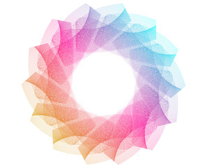 Poster - Vibrant geometric circular pattern with gradient colors—cosmetics, fashion, textile design, tech branding, and wellness. Ideal for backgrounds, packaging, digital art, and futuristic concepts