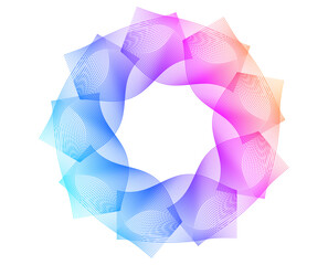 Poster - Vibrant geometric circular pattern with gradient colors—for cosmetics, fashion, textile design, tech branding, and wellness. Ideal for backgrounds, packaging, digital art, and futuristic concepts