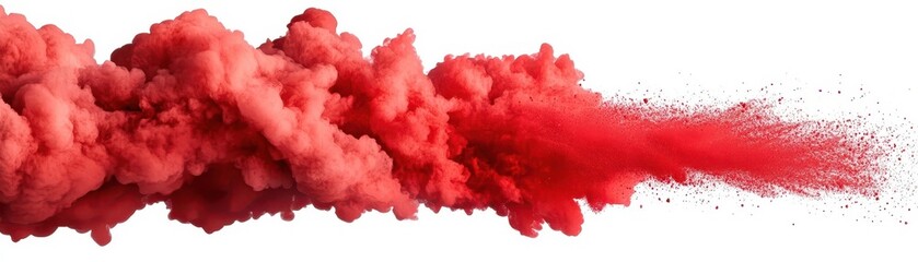 Poster - Red smoke or color powder explosion isolated on a white background