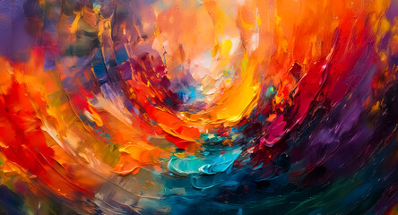 Aufkleber - colorful abstract painting with swirling brushstrokes and vibrant hues. bold, energetic, and dynamic
