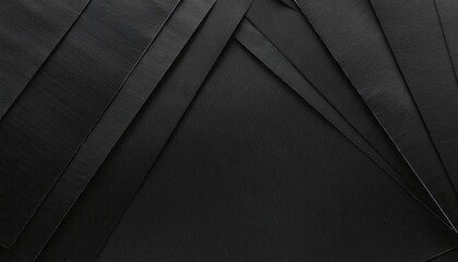 Poster - black geometric abstract background with layered textured paper sheets, minimalist dark design for branding and presentation