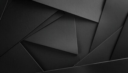Leinwandbilder - black geometric abstract background with layered textured paper sheets, minimalist dark design for branding and presentation