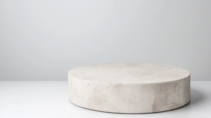 Poster - Round concrete platform creating a minimalist and modern display space against a clean white backdrop, ideal for showcasing products or concepts with a focus on simple elegance