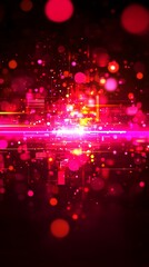 Poster - Luminous crimson and gold network with bokeh futuristic landscape